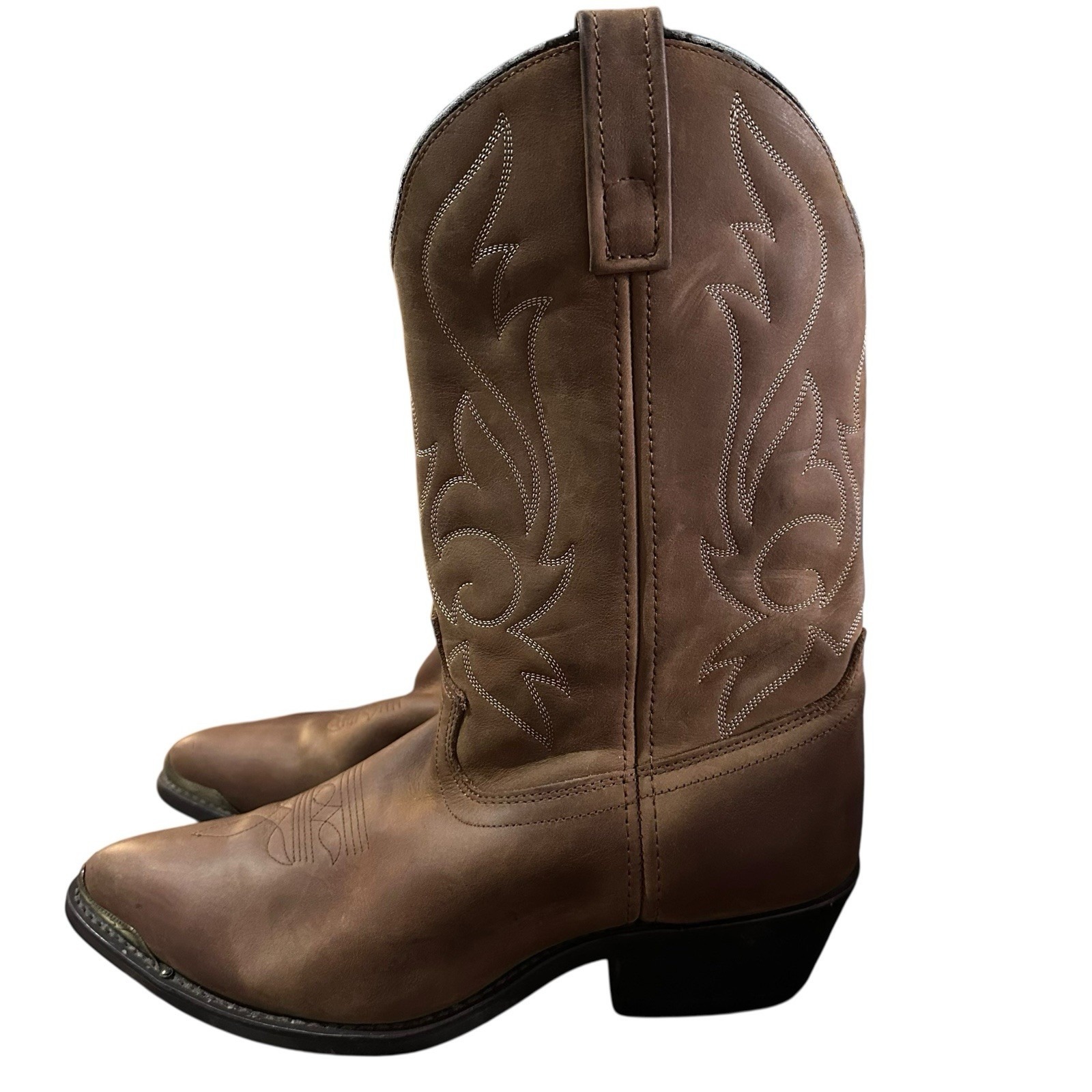 Men's Brown Western Cowboy Boots - Classic Leather Pull-On